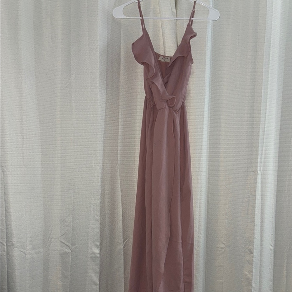 Everly Pink Ruched Spaghetti Strap Gown